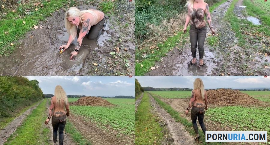 Devil Sophie - Mud Fetz Jeans mess - Heavy mess on the straw hill with devil-sophie [FullHD 1080p] MDH Pissing