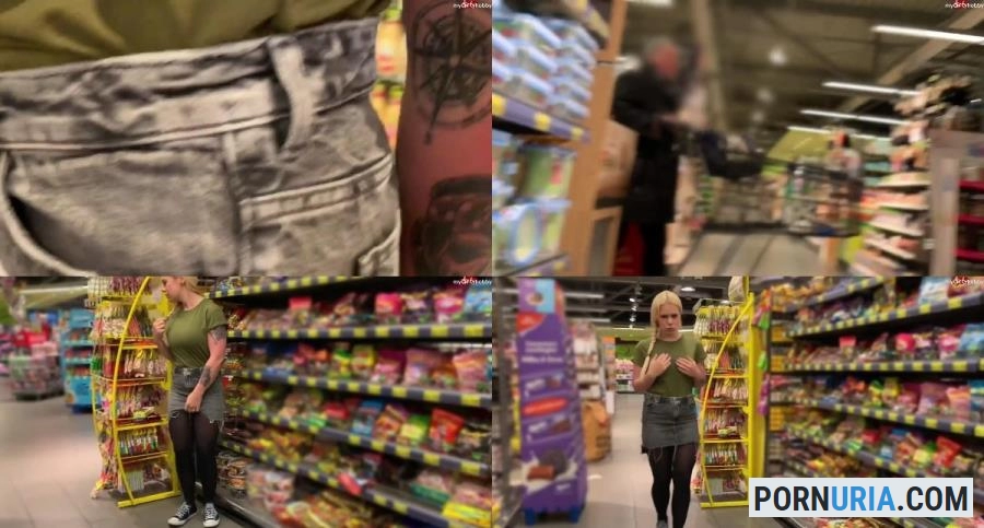 Devil Sophie - Extrem Public das Revier markiert - Lebensmittelgeschaeft trotz Kameras eingesaut [HD 720p] MDH Pissing