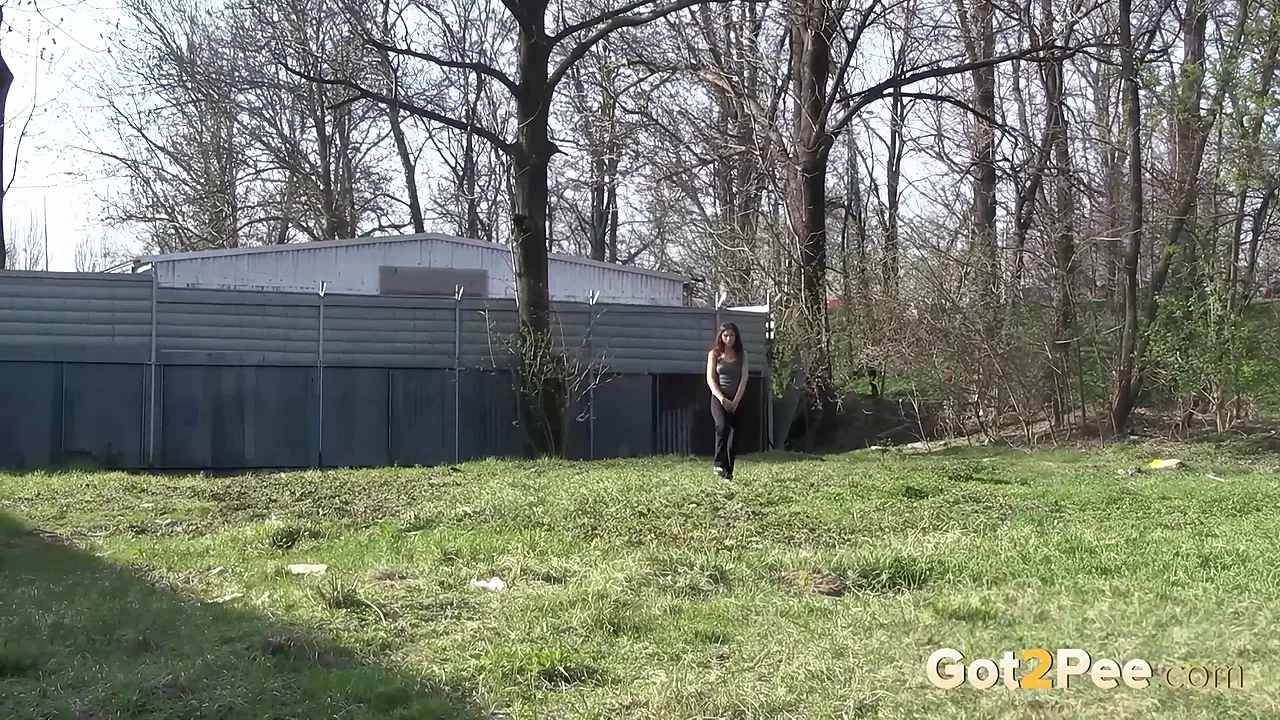 Gorgeous Brunette Caught Pissing Outdoors Twice on Film
