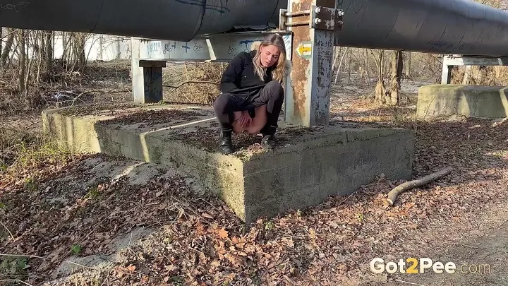 Concrete Pillar Public Pee Outdoor Golden Clip